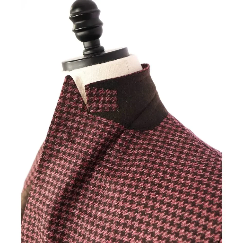$1,995 CORNELIANI - Pink Houndstooth *17,25 Microns* Blazer - 44R